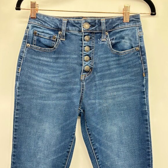 Aeropostale Button Fly Flex Effects Super High Rise Crop Jeans Size 25 - Picture 2 of 5